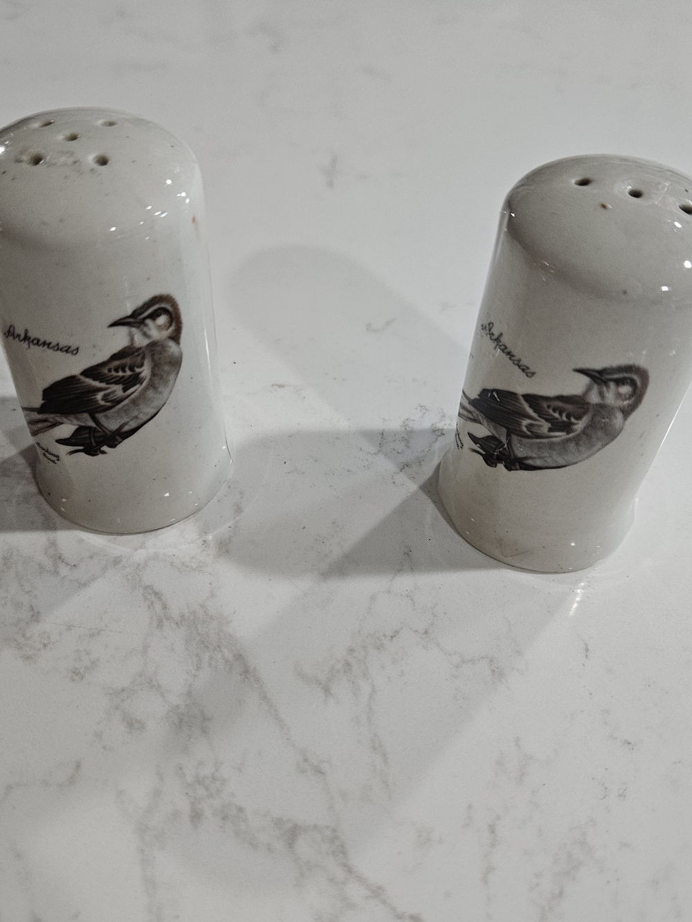 Ceramic Bird Salt and Pepper Shaker Set - White Has Imperfections